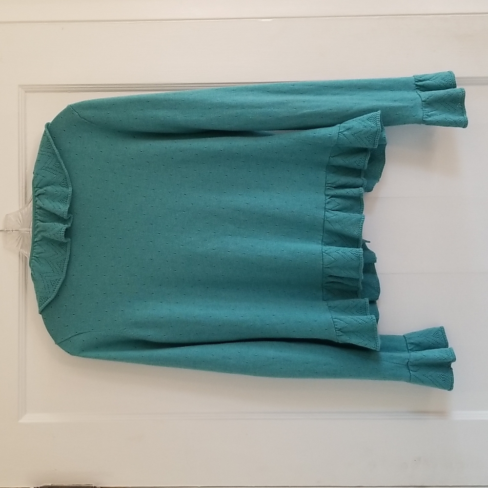 Pointelle Tie-Front Cardigan - Liz Claiborne, VGUC - Picture 9 of 9